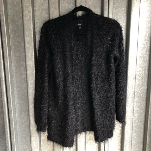Apt. 9 Sweaters - 10/$30🛍APT. 9 Black Gold Speck Fuzzy Cardigan